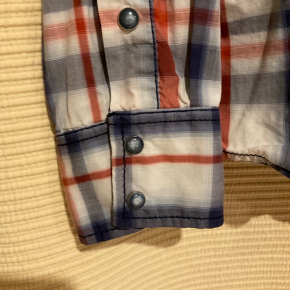 Western Long Sleeve Shirt Red White & Blue Plaid by Cody James - Picture 4 of 5
